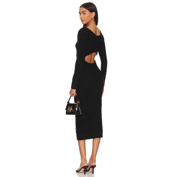 ASTR the Label Regina Sweater Dress Black Cable Knit Open Back - Picture 1 of 3